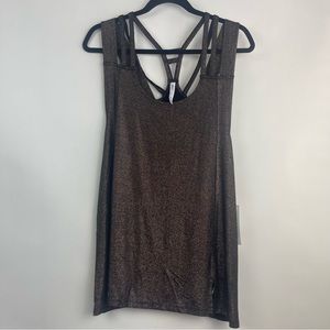 RVCA Bronze Metallic Strappy Mini Tank Dress Size Large